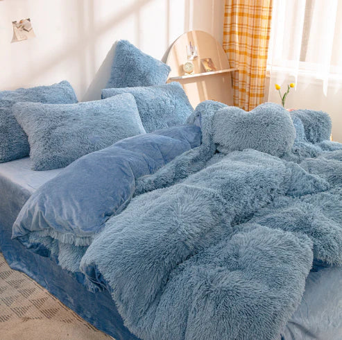 Ultra-soft velvet-feel plush duvet cover set. Candy-colored for a cheerful, warm & inviting bedroom.