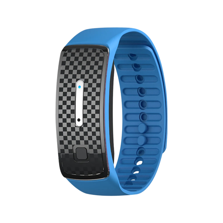 "Unisex eco-friendly mosquito repellent bracelet in black, adjustable strap, sleek design, effective outdoor protection."
