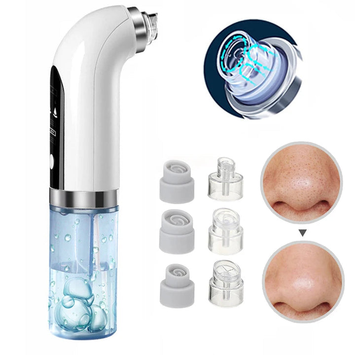 "Unisex electric blackhead remover vacuum, sleek design, adjustable suction for skin cleansing, front view."