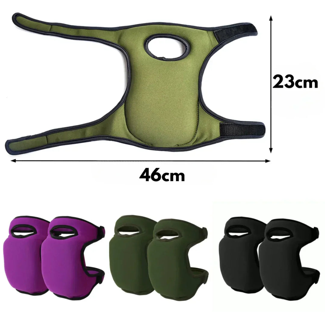 Unisex ergonomic gardening knee pads with thick cushioning on green grass, offering comfort and support for kneeling tasks.