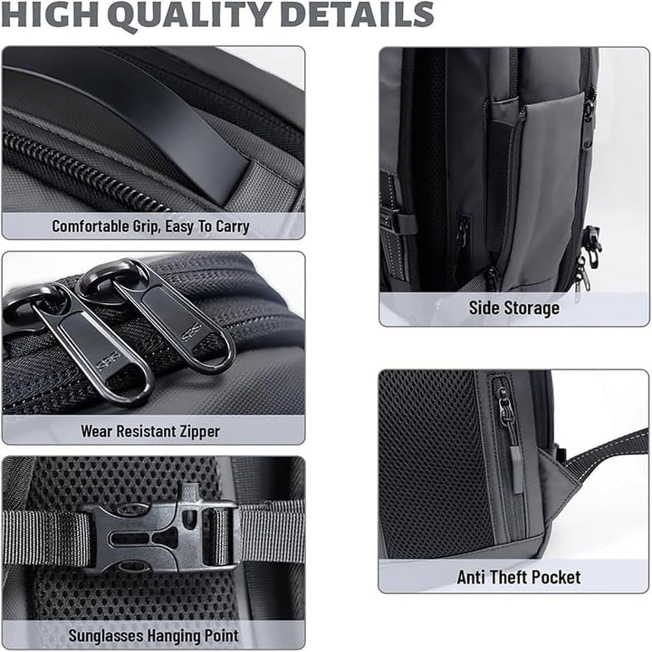 Durable oxford cloth unisex travel backpack, expandable, anti-theft, with a wet compartment, reliable travel gear.