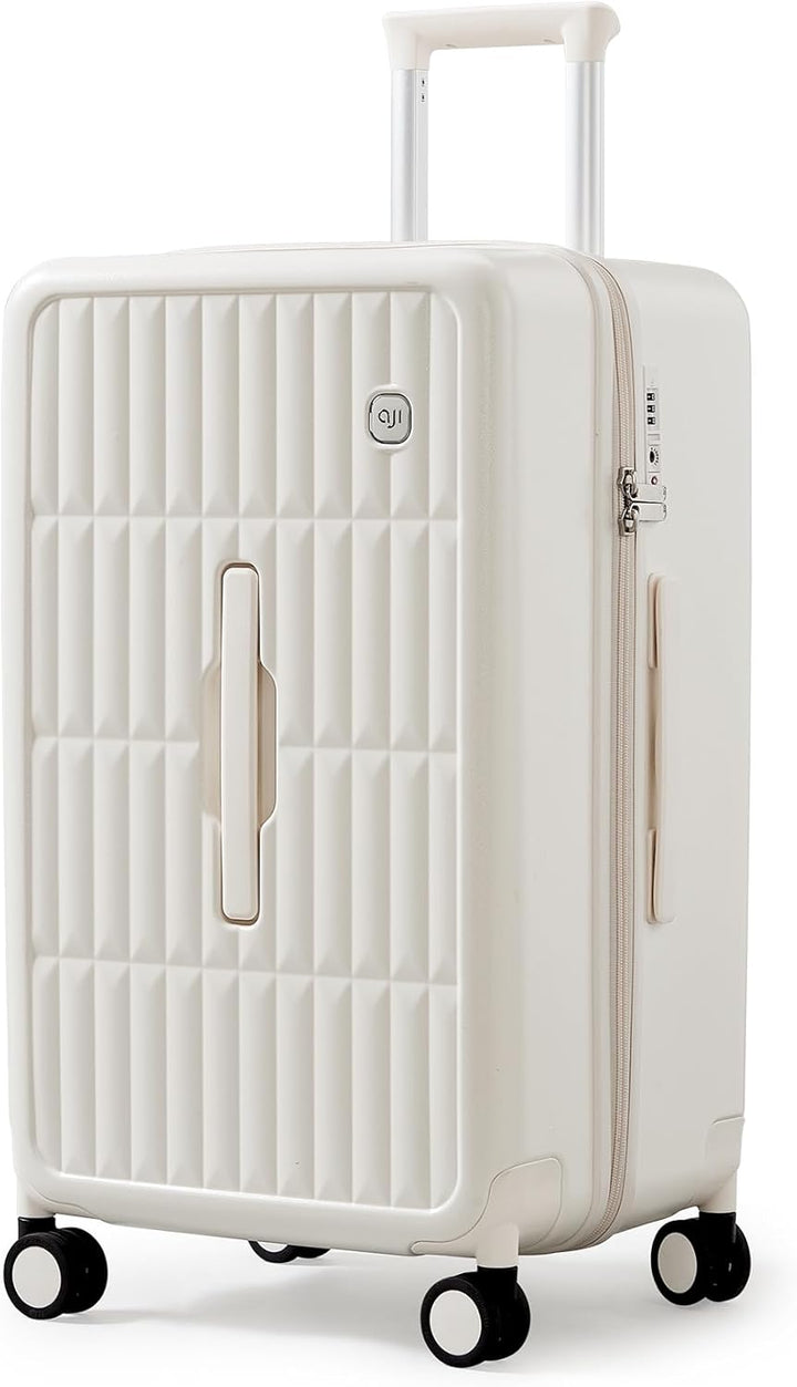 Blue hard shell spinner suitcase, a vibrant and durable choice for vacation travel luggage.