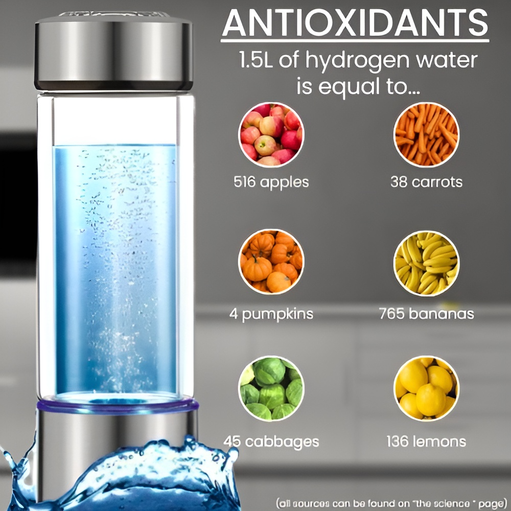 "Unisex Hydrogen Water Bottle - Sleek ergonomic design, antioxidant infuser for wellness, health boost with portable use."
