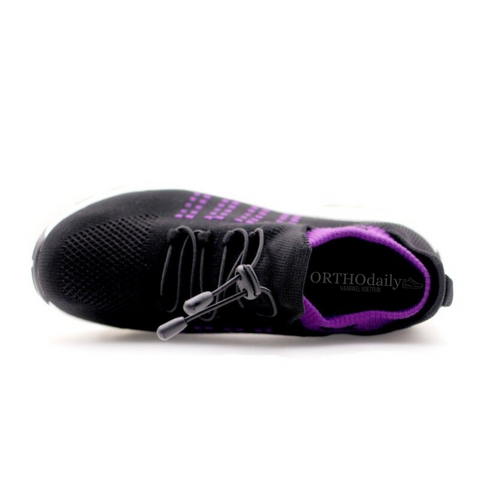 Textured detail of the stretch material on unisex ortho comfort shoes, ensuring a flexible fit & foot support.