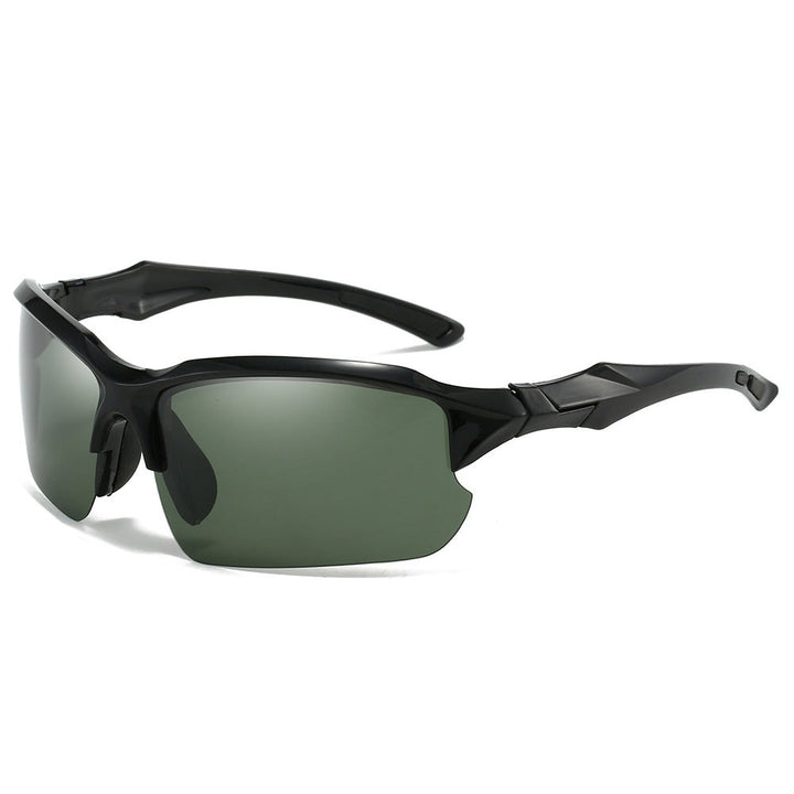"Unisex polarized sports sunglasses with UV400 protection, lightweight frame, and anti-slip nose pads for outdoor activities.