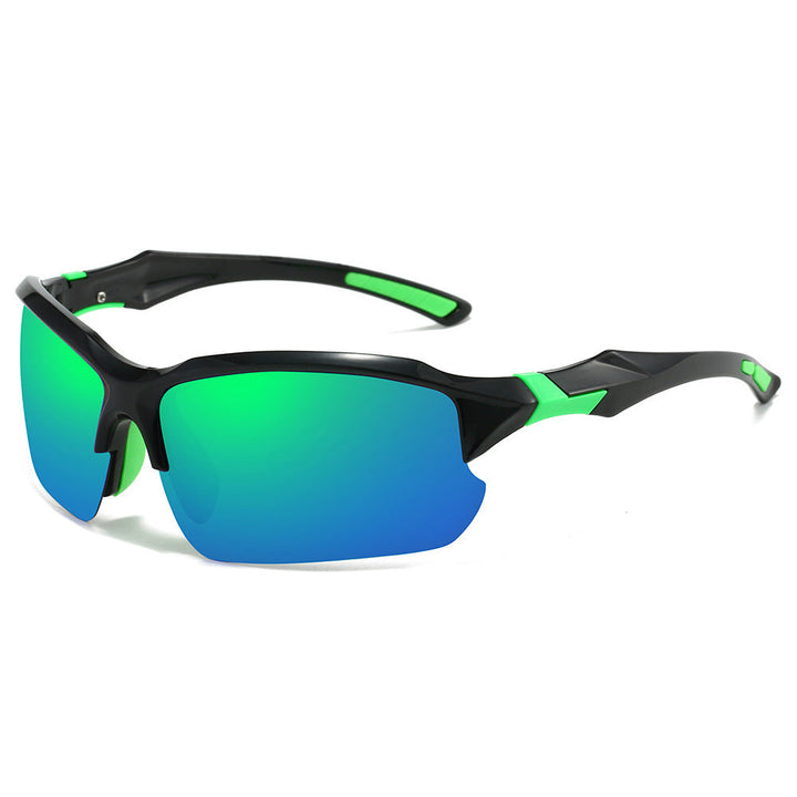 "Unisex polarized sports sunglasses with UV400 protection, lightweight frame, and anti-slip nose pads for outdoor activities.