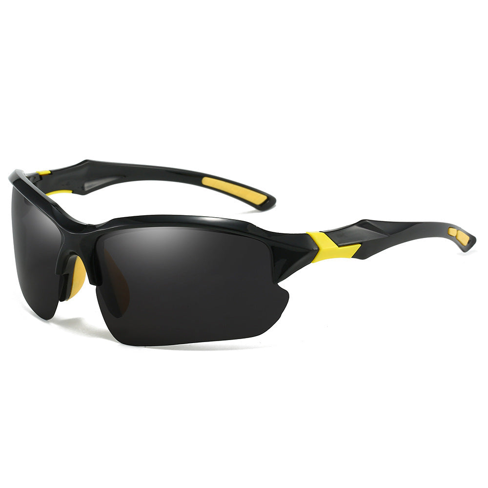 "Unisex polarized sports sunglasses with UV400 protection, lightweight frame, and anti-slip nose pads for outdoor activities.