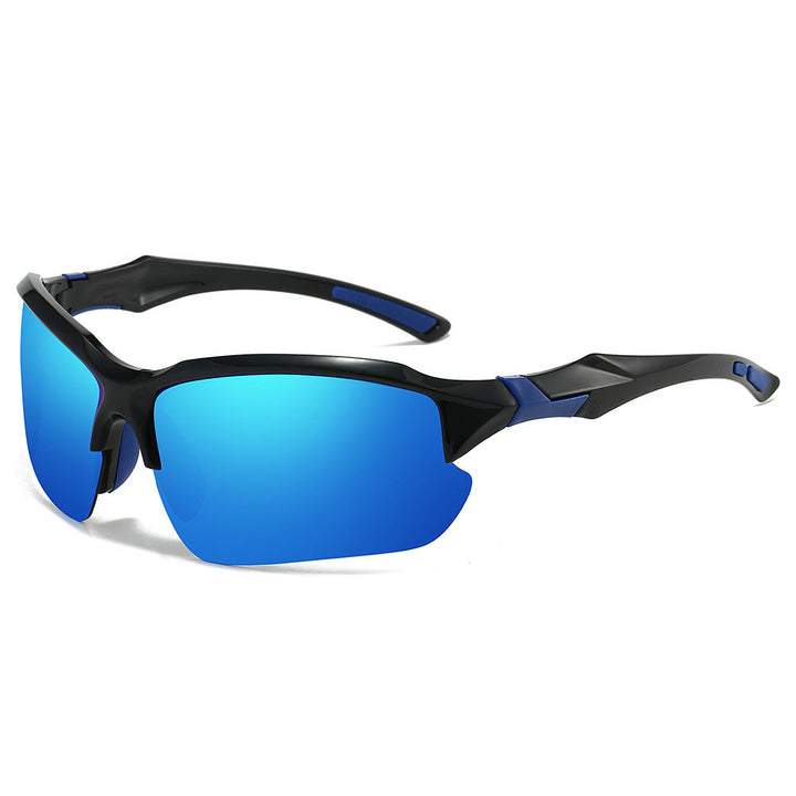 "Unisex polarized sports sunglasses with UV400 protection, lightweight frame, and anti-slip nose pads for outdoor activities.