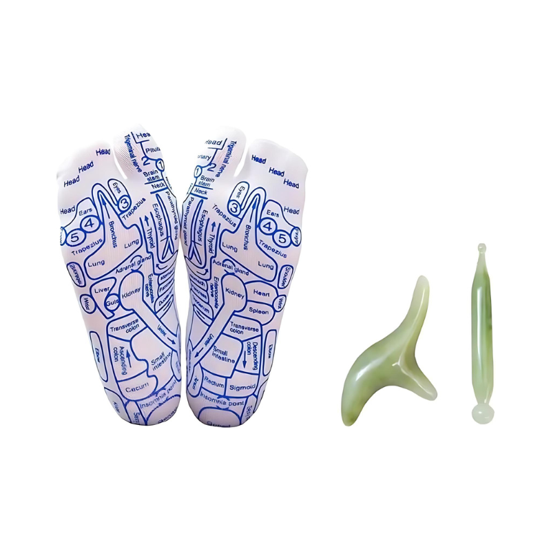 Unisex therapeutic massage socks with acupressure, soft material, green and orange, pain relief and relaxation benefits.