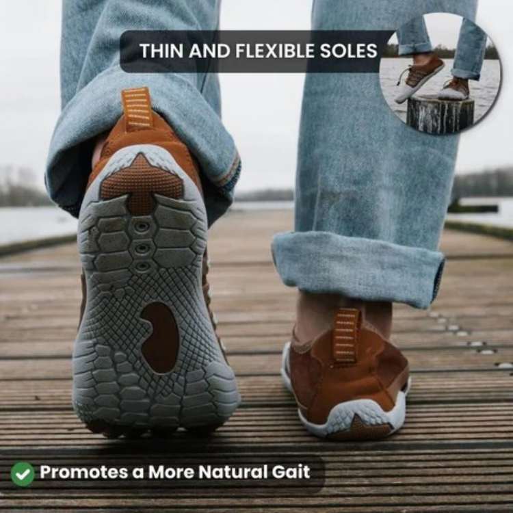 "Unisex TrailFlex Pro Barefoot Shoes with elastic upper, breathable material, ultra-thin sole and non-slip grip."