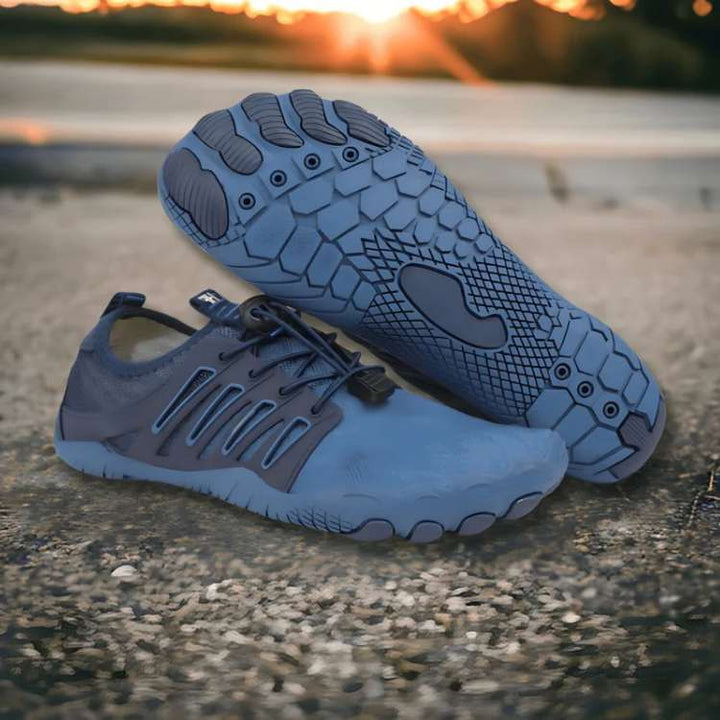 "Unisex TrailFlex Pro Barefoot Shoes with elastic upper, breathable material, ultra-thin sole and non-slip grip."