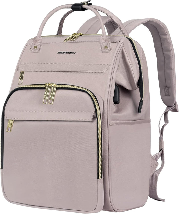 Secure tech backpack: water-repellent, expandable, for laptops. Features RFID protection & external USB charging port.