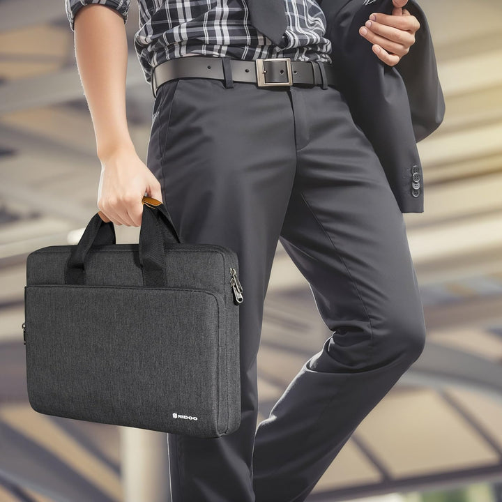 Stylish unisex water-resistant laptop bag, shoulder strap, 360-degree protective padding.