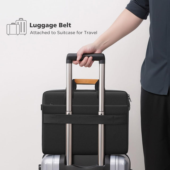 Water-resistant protective unisex laptop bag, 360° padding, ideal for students and professionals.