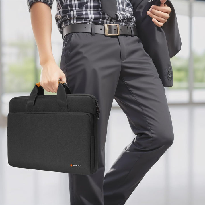 Reliable unisex water-resistant laptop shoulder bag, 360° padded protection for all devices.