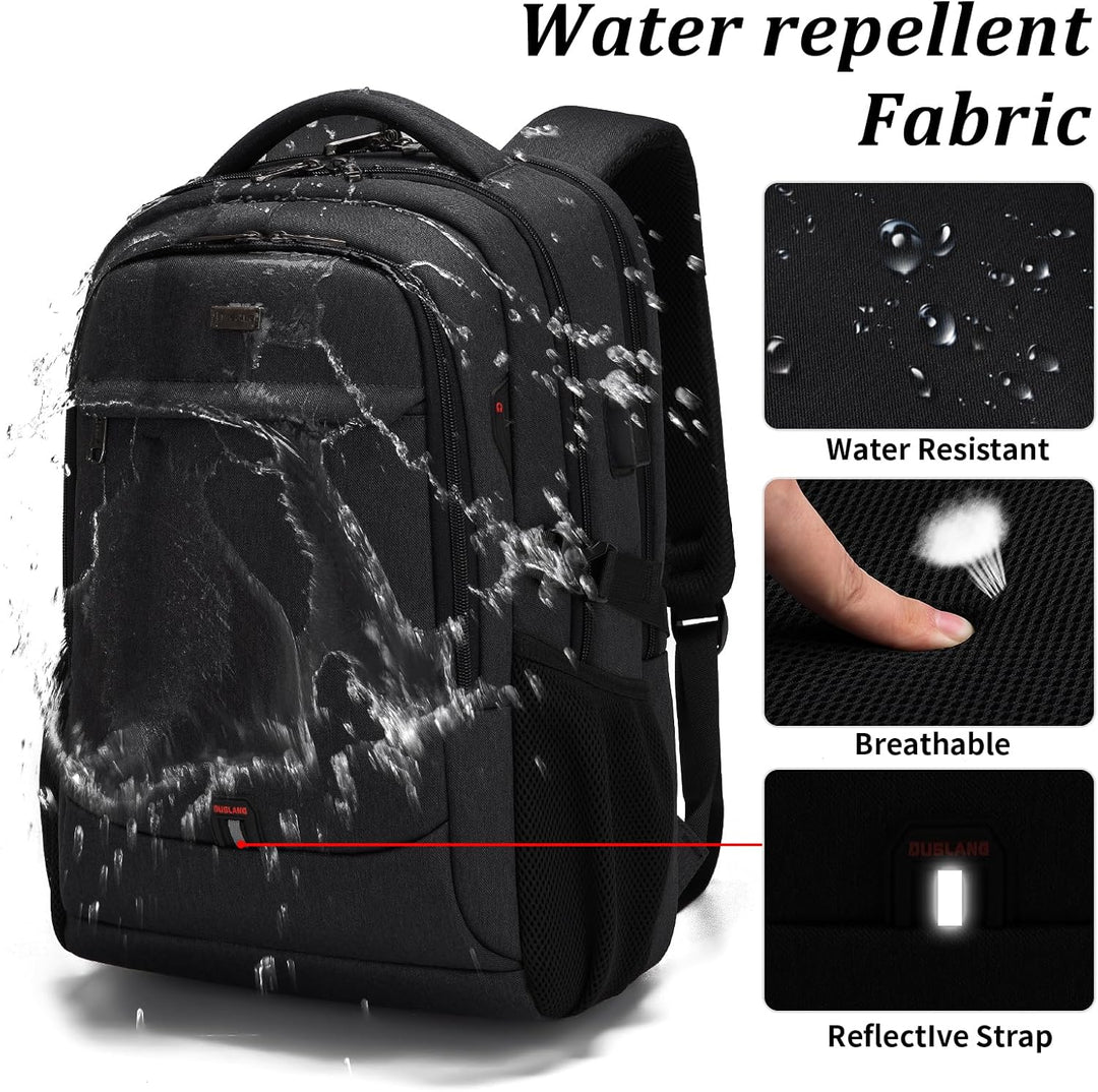 City-proof water-resistant laptop backpack, unisex, perfect for urban commuting, with USB port.