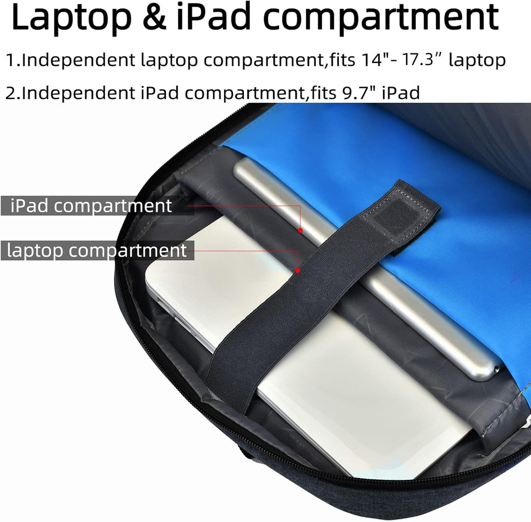 Feature-rich water-resistant travel backpack, unisex, with USB charging & laptop protection.