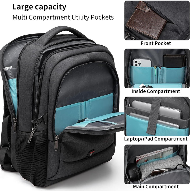 Practical unisex water-resistant travel backpack with USB port, excellent for college students.