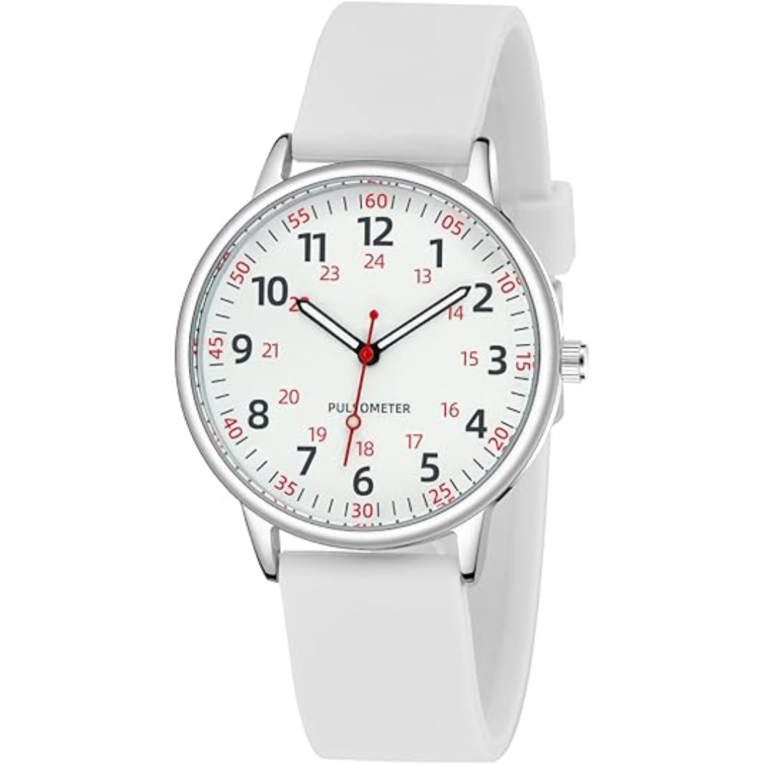 Unisex waterproof analog nurse watch with second hand for medical professionals.