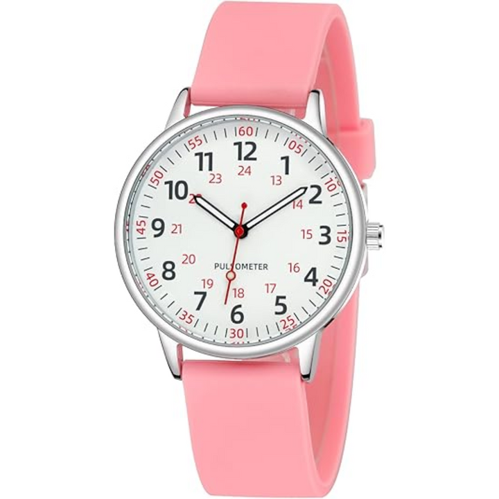 Waterproof analog nurse watch featuring a precise second hand, ideal for clinicians.