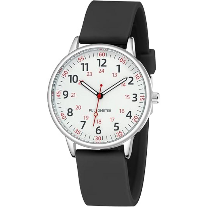 Analog waterproof nurse watch, unisex and easy to read, designed for the demanding environment of healthcare.