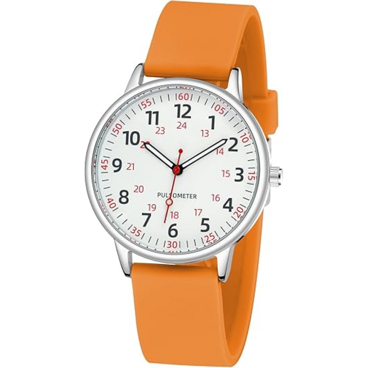 Clear display waterproof nurse watch with a comfortable silicone strap, perfect for busy medical professionals.