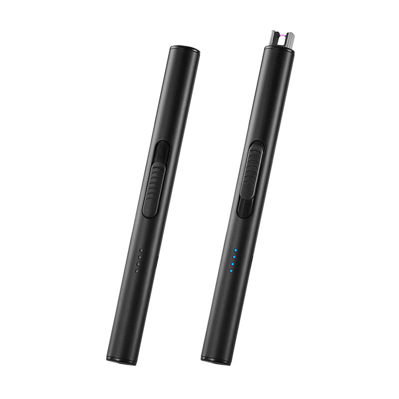 "USB rechargeable electric lighter, sleek and compact design, ideal for lighting candles and grills, windproof function."