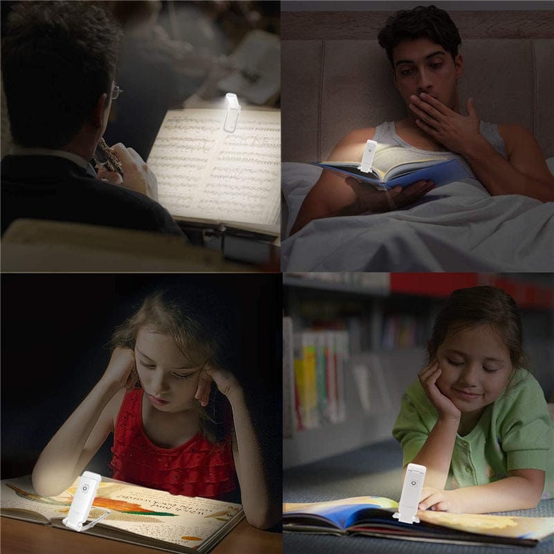 "USB Rechargeable Flex Reading Light with adjustable LED, lightweight design, and flexible positioning for comfortable readin
