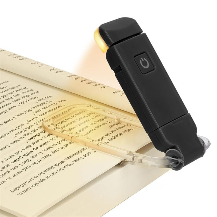 "USB Rechargeable Flex Reading Light with adjustable LED, lightweight design, and flexible positioning for comfortable readin