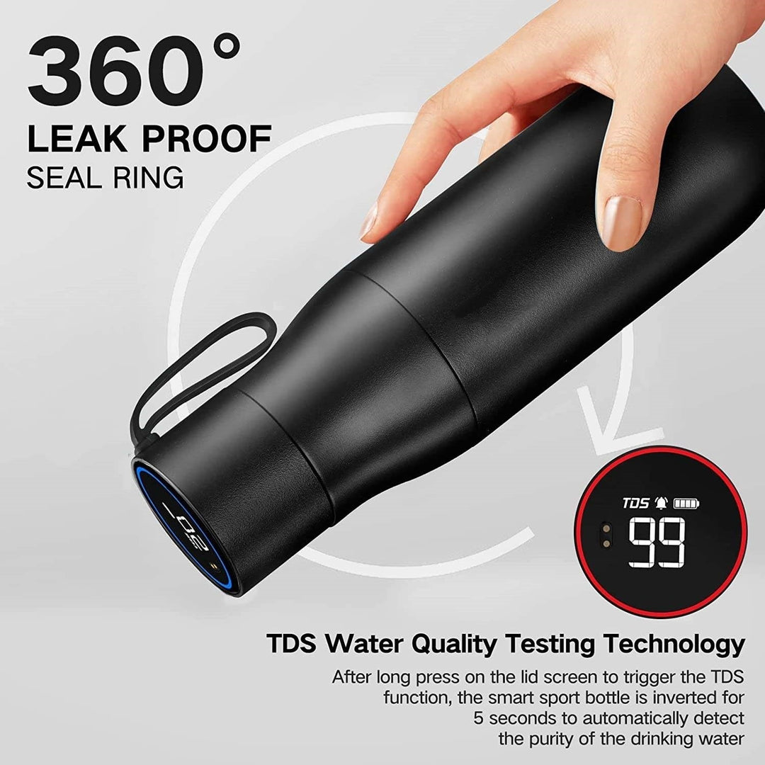 "UV Light Water Bottle with UV-C sterilization, sleek design, BPA-free, ensures germ-free hydration and easy portability."