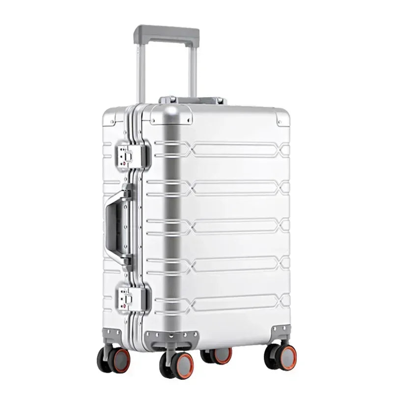Durable Vienna Voyager aluminum-magnesium hardshell luggage, a robust modern travel essential.