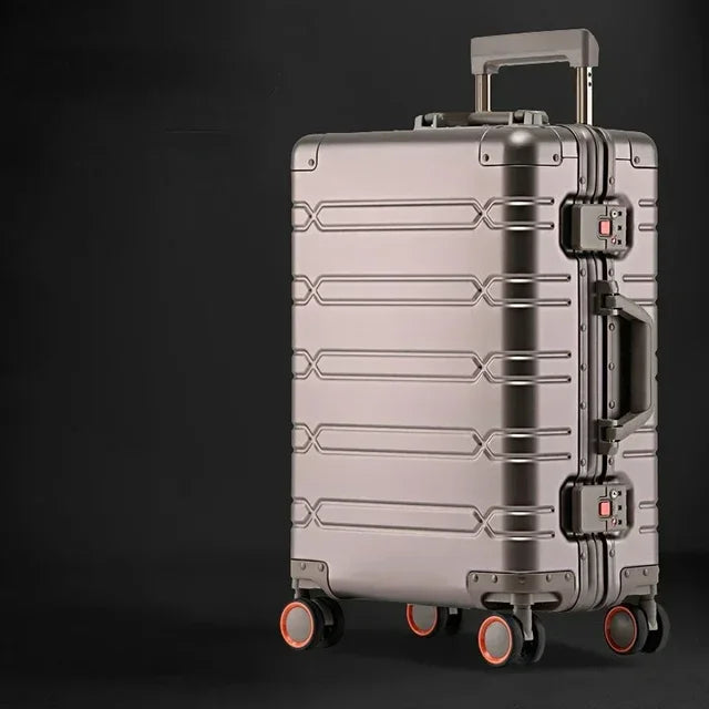 Vienna Voyager lightweight aluminum-magnesium hardshell suitcase with spinner wheels & TSA lock.
