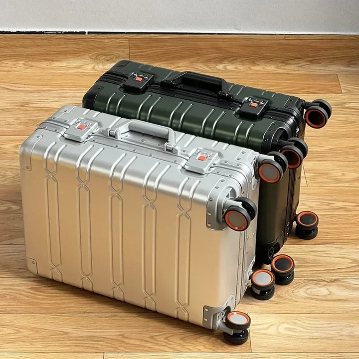 Vienna Voyager premium hardshell luggage, durable aluminium-magnesium suitcase with multi-directional spinner wheels.