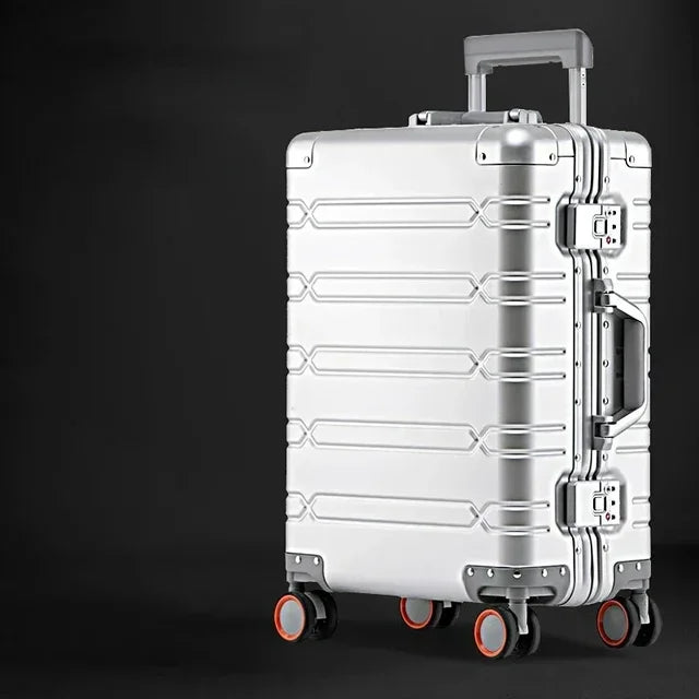 Elegant design of Vienna Voyager premium hardshell luggage, sleek aluminium-magnesium suitcase for stylish travel.