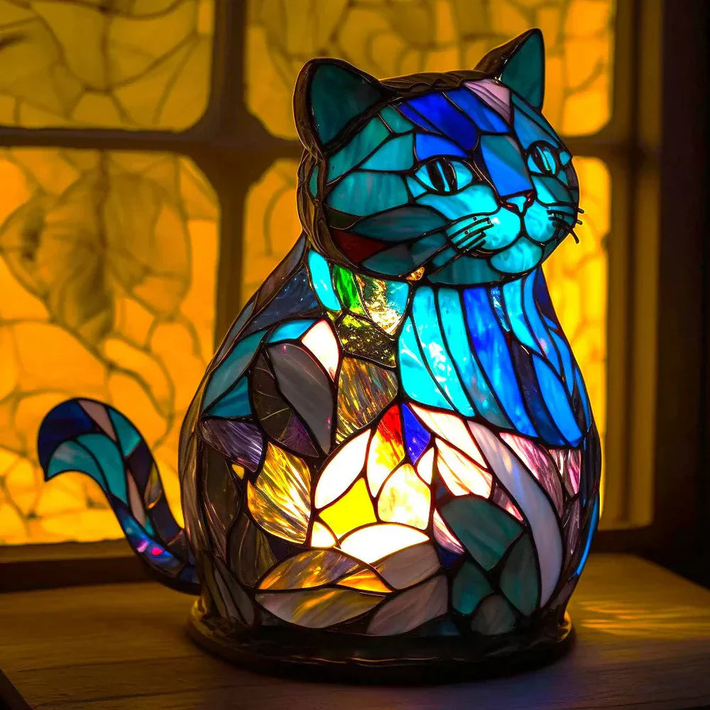 VitraFauna artistic animal table lamp, stained glass style for unique home decor & gifts.