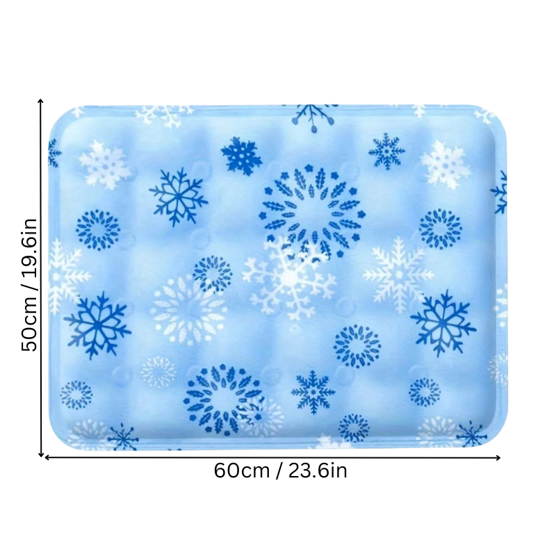 Waterproof Cooling Pet Mat for Dogs and Cats, blue mat, ideal for keeping pets cool, fits couches and crates, multiple sizes.