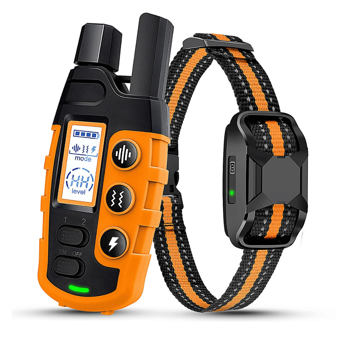Waterproof rechargeable e-collar for dog training, black strap, remote control, fits all sizes, for outdoor use, pet supplies
