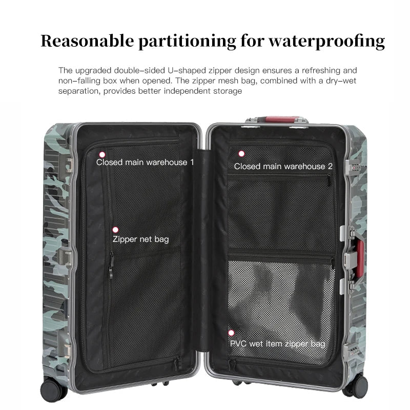 Modern wide grip travel suitcase with a durable hard shell exterior, offering superior protection & easy maneuverability.