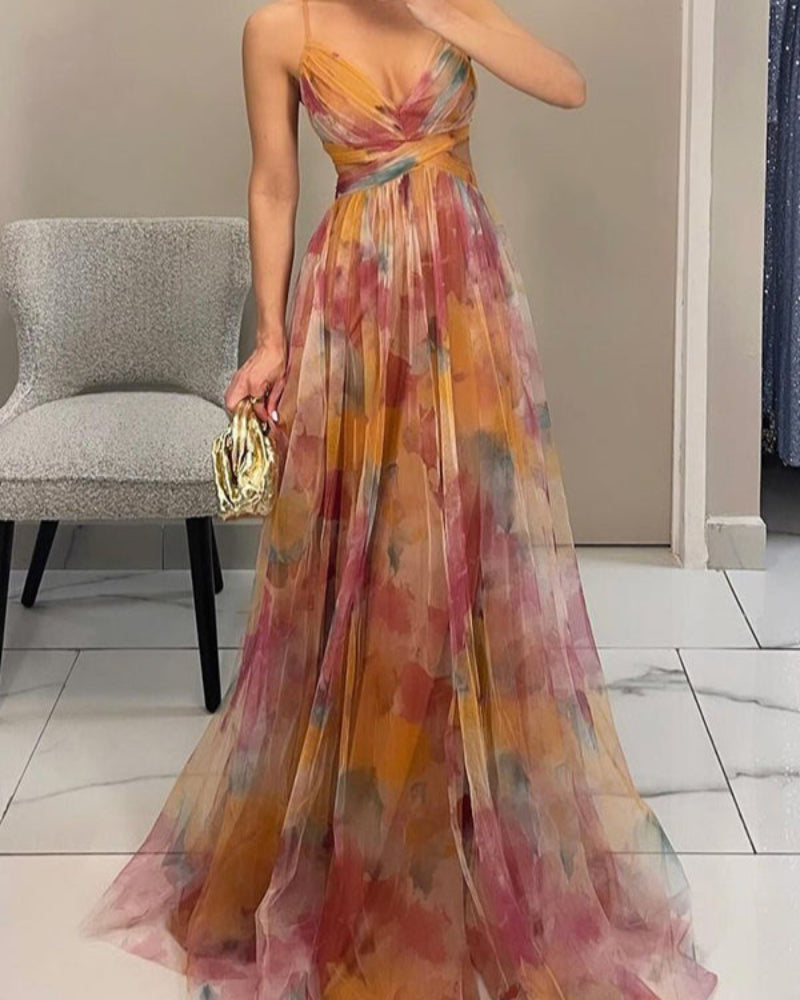 Women's alluring hollow out maxi dress with V-neck, ideal for summer parties & elegant vacation style.