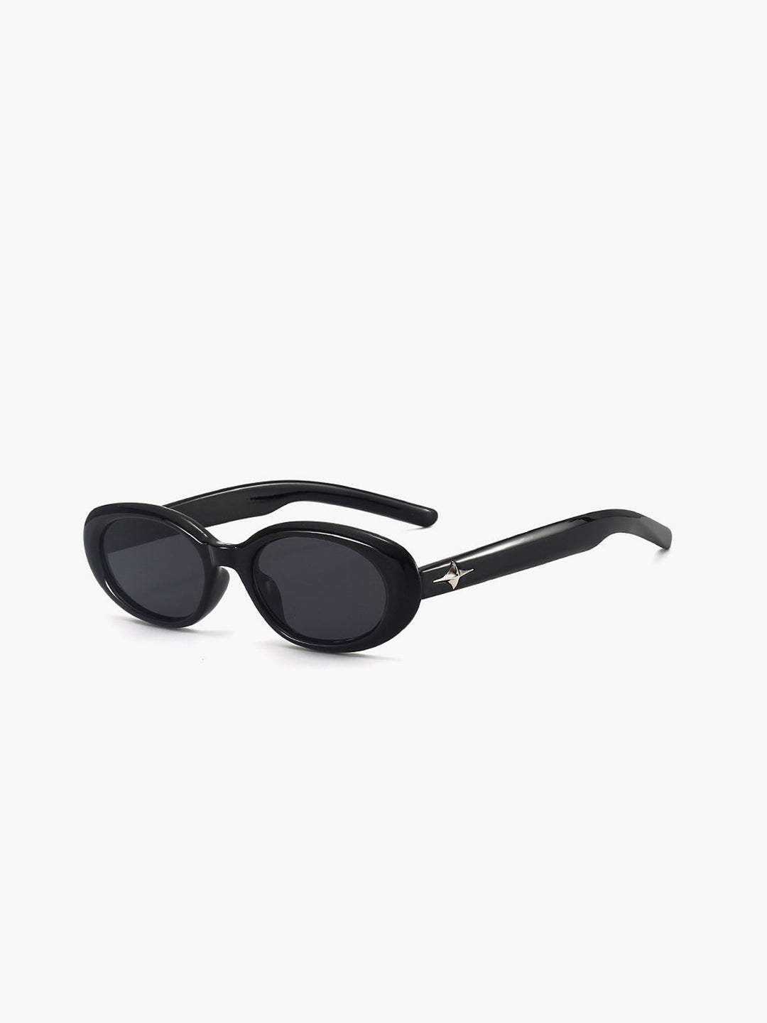 Trendy women's black oval retro sunglasses, a chic accessory for sun protection and style.