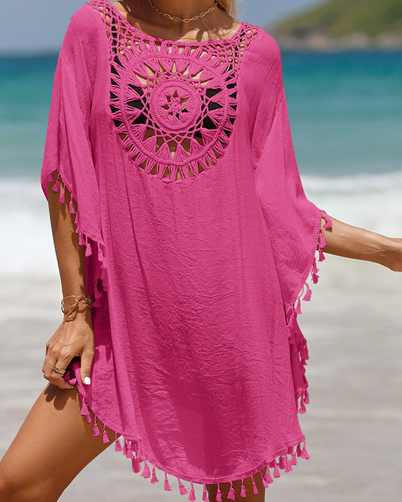 Casual elegant women's boho beach dress cover-up. Lightweight, flowy, and perfect for resort wear.