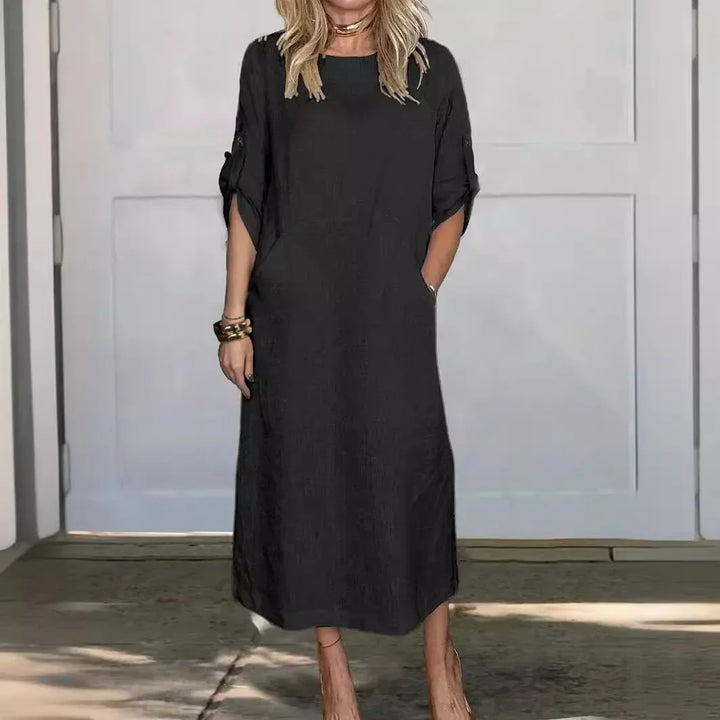Elegant women's flowy maxi dress, comfortable and stylish for effortless summer outfits.