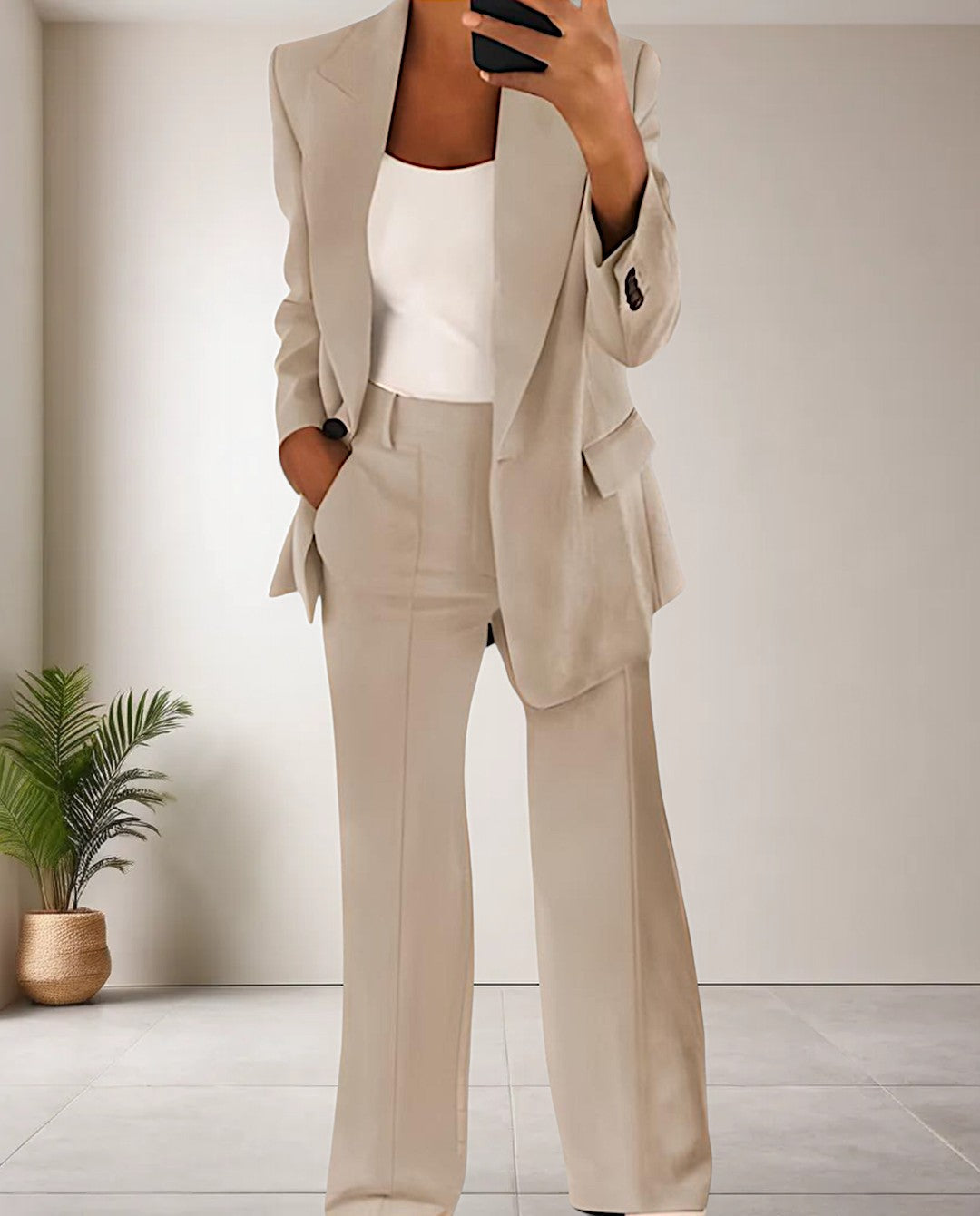 Elegant & versatile Women's Isabella two-piece pantsuit, a fashionable matching set for any occasion, formal or casual.