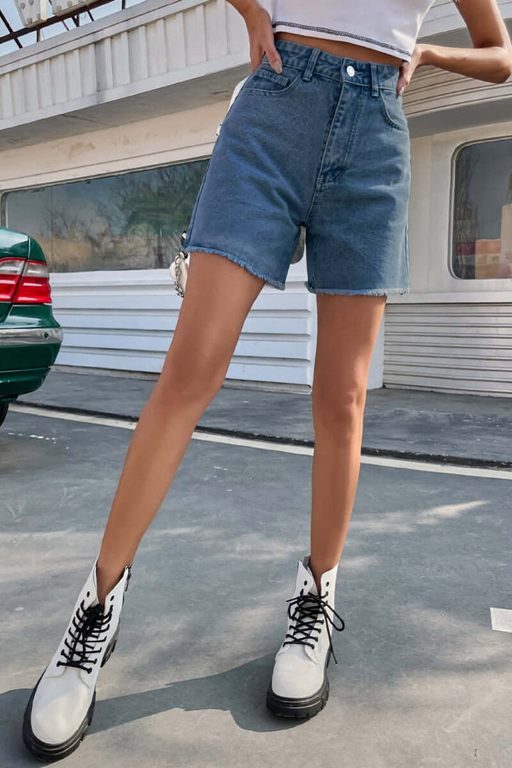 Chic women's solid denim shorts, designed for ultimate summer comfort and effortless style.