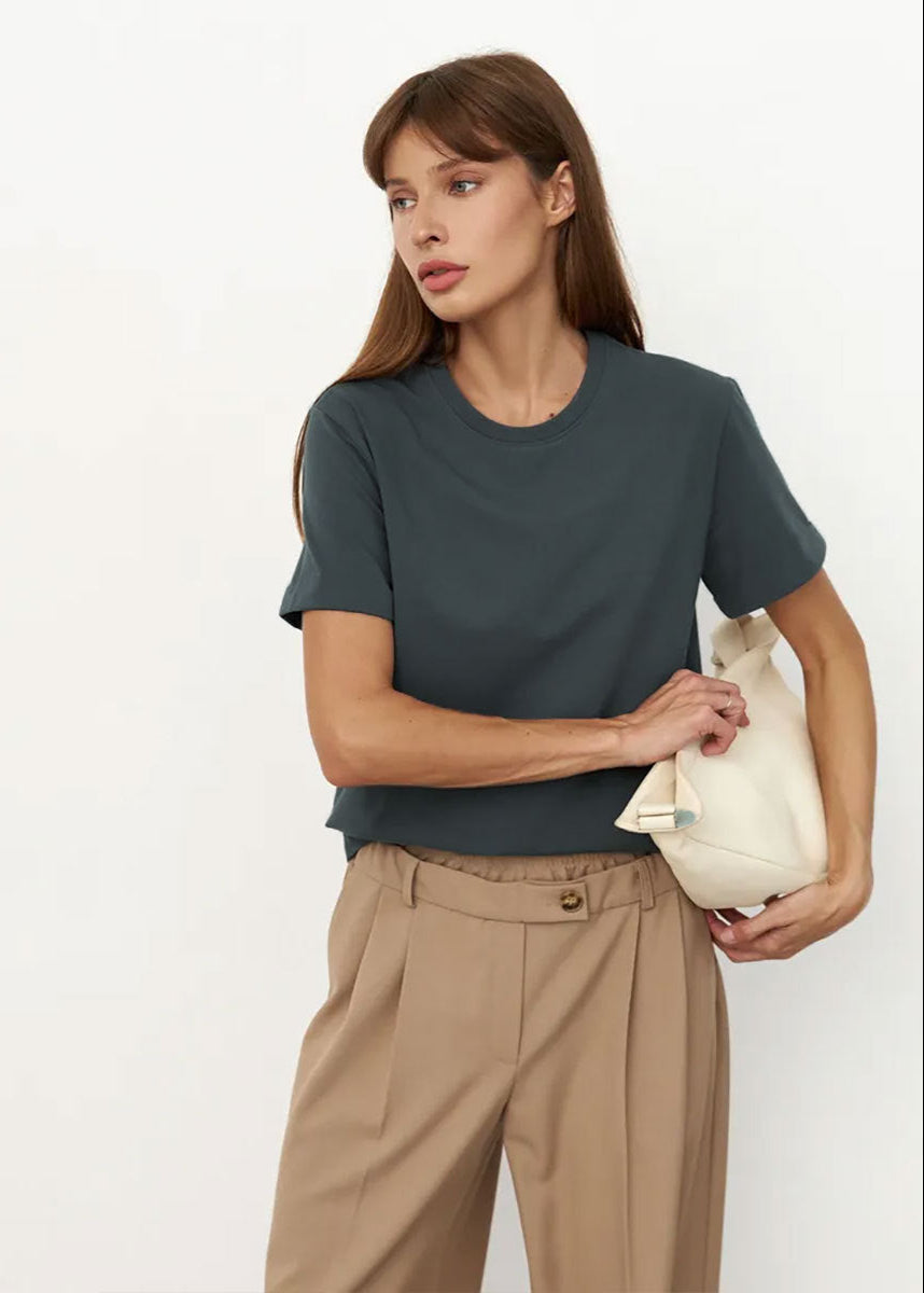 Modern women's short sleeve t-shirt. Versatile crew neck design, a comfortable wardrobe staple for daily use.