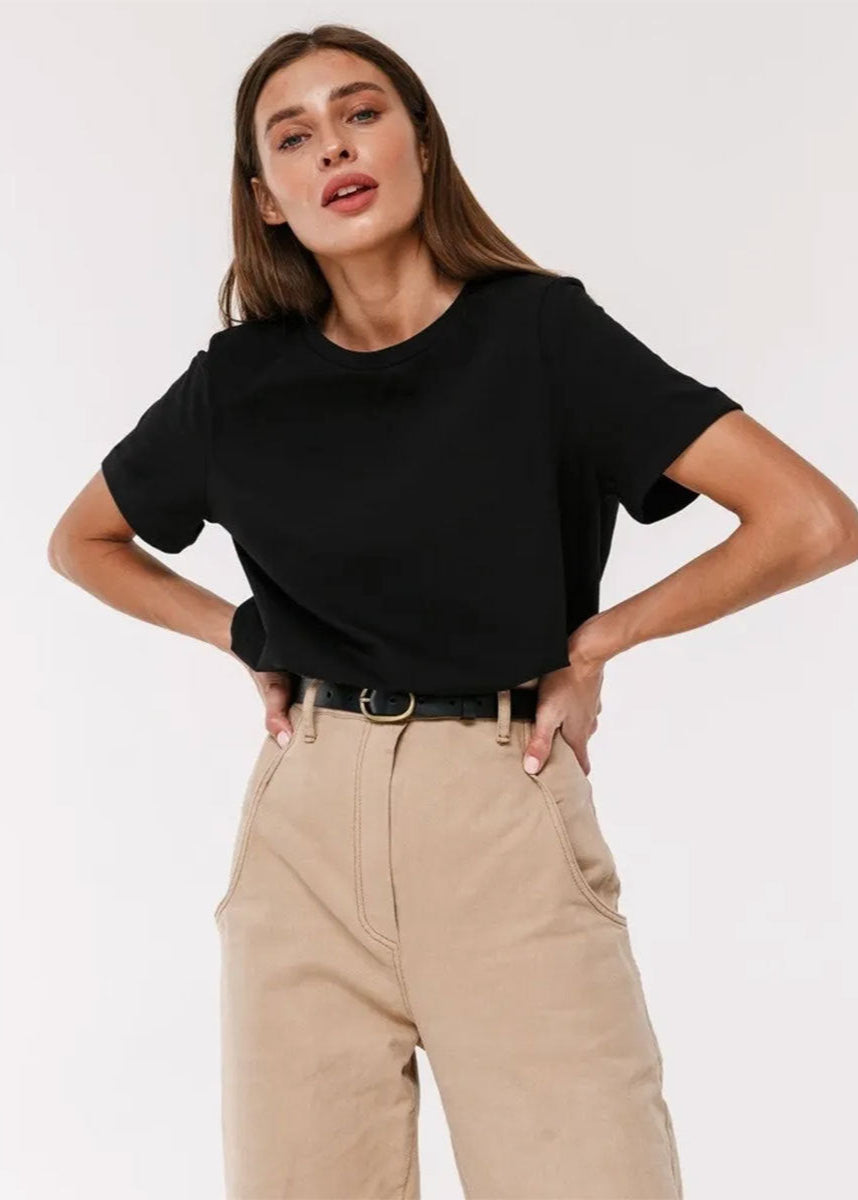 Classic women's short sleeve crew neck t-shirt. A comfortable and versatile basic tee for casual occasions.
