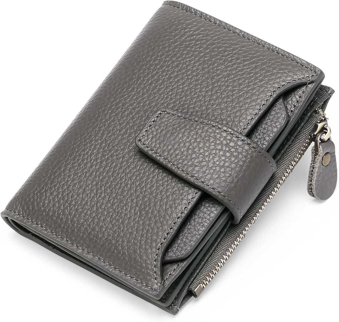 Compact RFID women's wallet, crafted from genuine leather, ideal for minimalist style.