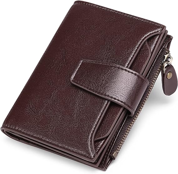 Everyday essential: women's compact leather wallet with RFID security and dedicated slots for cards.