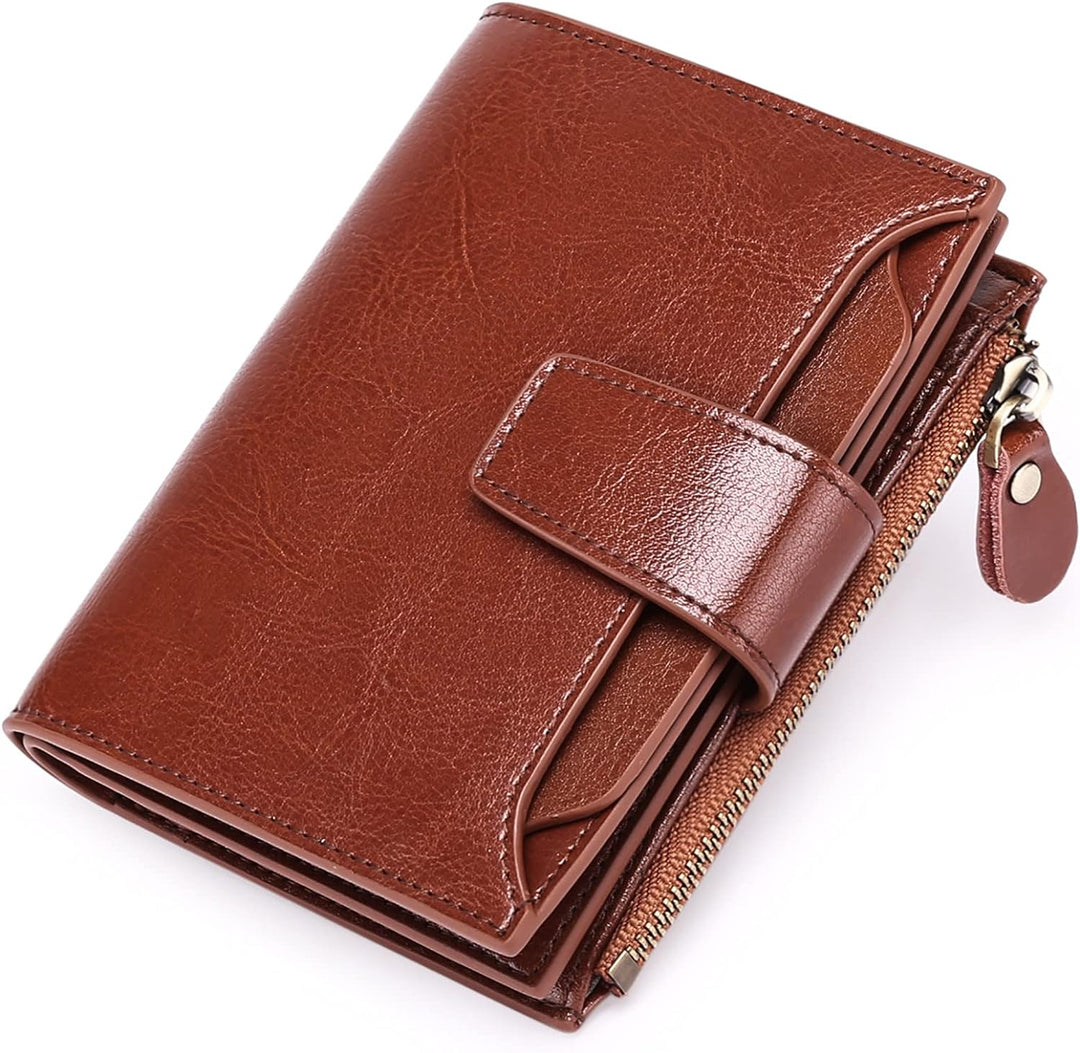 Slim profile women's RFID blocking leather wallet, ideal for those seeking both style and secure storage.