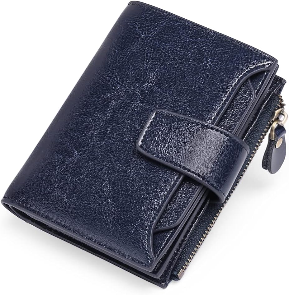 Interior shot of a compact women's wallet, showing multiple card slots, ID window, and cash compartment.